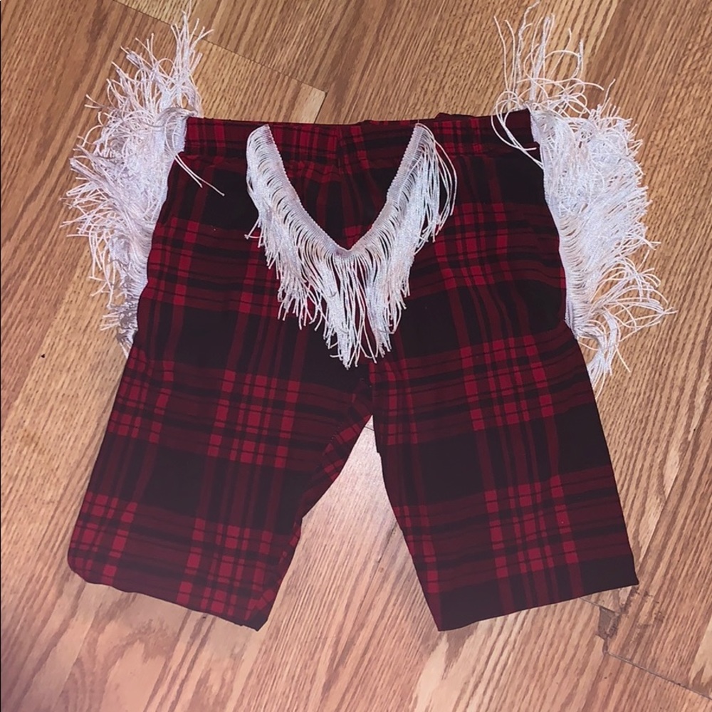 Plaid Leggings with DIY Fringes